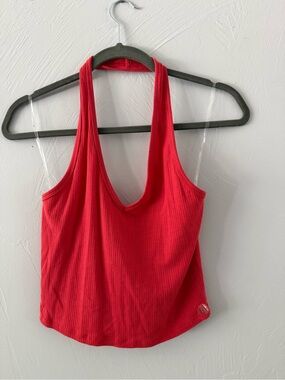 Tilly’s Ribbed Halter Tank Top Red Sleeveless Stretch Size Large